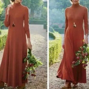 Soft Surroundings Turtleneck Dress w/Slash Pockets & Button Detail